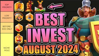 Legendary Investment Tier List F2P amp Low Spend  Open Field Rise of Kingdoms August 2024 [upl. by Ecnarual]