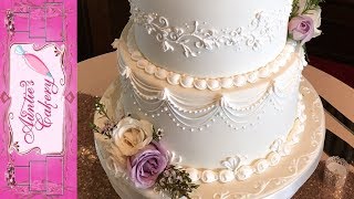 Spring Wedding Cake  Lambeth Over piping tutorial [upl. by Tanaka]