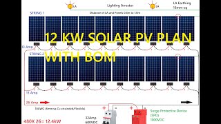 12 kW Solar PV System Solar PV Plan Inverter Wiring Panel Grounding Earthing Inverter BOM [upl. by Cornwell]