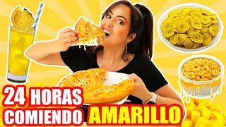 24 HORAS COMIENDO AMARILLO  RETO SandraCiresArt  All Day Eating Yellow Food Challenge [upl. by Shaikh]