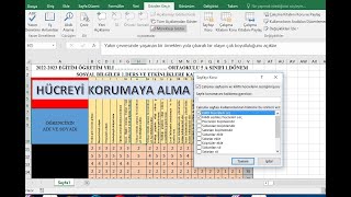 EXCELDE HÜCRE KİLİTLEME KORUMAYA ALMA [upl. by Keri]