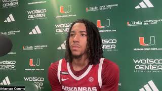 Boogie Fland discusses his heroics in Arkansas win at Miami Fla [upl. by Aihsirt712]