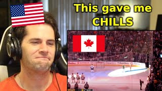 American Reacts to Canadians Saving the US National Anthem After the Mic Cuts Out [upl. by Ykroc713]