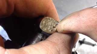 Hand engraving a small gold signet ring [upl. by Lua]