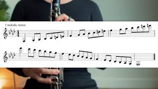 F Melodic Minor Scale for Clarinet in 3 Octaves [upl. by Nosyd]