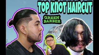 BARBER TUTORIAL HOW TO GET YOUR TOP KNOTMAN BUN STEP BY STEP HAIR STYLE  GREENBARBER [upl. by Dosi318]