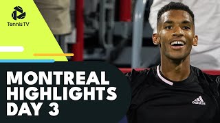 AugerAliassime Faces Nishioka Medvedev amp Alcaraz Headline  Montreal 2022 Day 3 Highlights [upl. by Rankin]