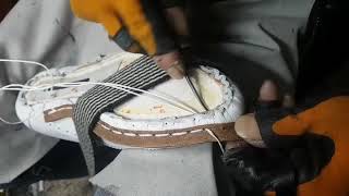 Welt stitching Shoe making process [upl. by Lemert]