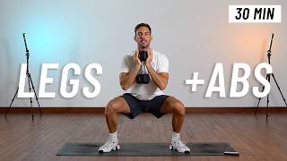 30 Minute Legs amp Abs Workout With Dumbbells  Strengthen amp Build Your Lower Body [upl. by Eissert]