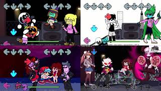 QUAD MASHUP FNF Headache but Every Turn a Different Character Sings [upl. by Renrew498]