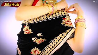 How To Wear Designer Half amp Half Net SareeEasy amp Simple Sari Draping [upl. by Haisa998]