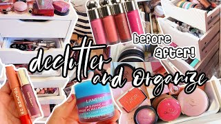 declutter amp organize my makeup collection💄🎀 satisfying motivating trashing stuff new storage idea [upl. by Nalac]