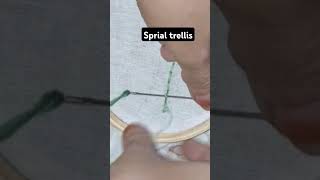 Spiral trellis stitch embroidery handembroidery basic stitch supportmychannel [upl. by Annodal611]