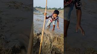 Telescopic fishing rod fishing littleboy catching reels river [upl. by Artinak770]