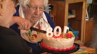 For her 108th birthday this woman celebrated with family lobster cake and beer [upl. by Eey]