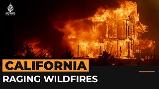 Raging US wildfires fuelled by strong winds destroy homes in California  AJshorts [upl. by Fisuoy]