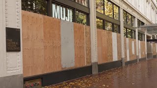 Downtown Portland Boards Up As Riots Loom [upl. by Davis]