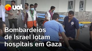 Guerra Hospitais em Gaza ficam lotados após bombardeios de Israel muitas vítimas são crianças [upl. by Aisak271]