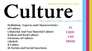 Culture in Sociology  Characteristics and of Culture  MaterialNon Material  IdealReal Culture [upl. by Weissmann101]