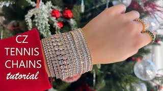 Cubic Zirconia Tennis Bracelets  DIY Jewelry Tutorial  Round Square Baguette Marquis [upl. by Yenruoj386]