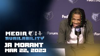 Grizzlies vs Rockets Ja Morant press conference 032223 [upl. by Ajoop]