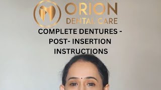 Complete dentures in dentistry  Post insertion instructions [upl. by Assina]