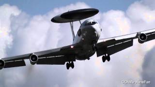 NATO Boeing E3A Sentry AWACS amazing approach amp landing at NATO Air Base Geilenkirchen HD [upl. by Jerri]