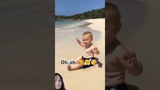 Ohoh🥰🤗😘 baby beach babyfunnymoments cute trending highlights viralvideo [upl. by Aoht]