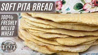 Soft Easy Delicious Pita Bread with 100 Freshly Milled Wheat  Homemade Pita Bread Recipe [upl. by Chaffin]