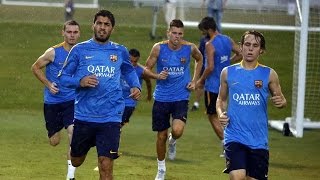 FC Barcelona First training session in United States [upl. by Miarhpe718]