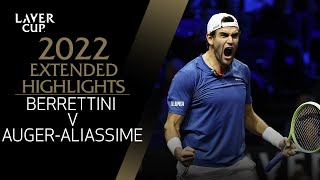 Matteo Berrettini v Felix AugerAliassime Extended Highlights  Laver Cup 2022 [upl. by Edouard]