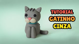 🔴 FAÇA um GATINHO CINZA  Tutorial Fácil Biscuit Pasta Americana Clay ou Plastilina  DIY [upl. by Bertilla967]