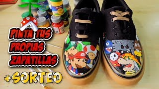 CUSTOMIZA TUS ZAPATILLAS DE MARIO BROS  PINTURAS TEXTILES Y ACRÍLICAS [upl. by Ideih86]