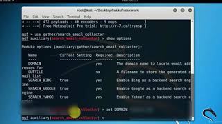 Gather email address using MSFCONSOLE Kali Linux [upl. by Dietrich]