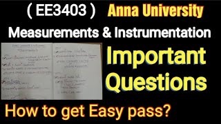 EE3403  measurements amp instrumentation one day study QuestionsImportant Questionsanna university [upl. by Christopher]