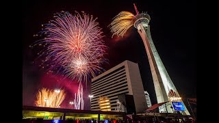 quotRed White and Boomquot Fireworks at the Stratosphere [upl. by Anrahc]