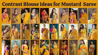 CombinationContrast Blouse for Plain Mustard Yellow Saree for Haldi amp Mehndi [upl. by Ambrose]