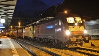 TXL BR 189 und BR 182 abends in Erstfeld 10122011 [upl. by Ailsa563]