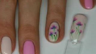 Wiosenne paznokcie hybrydowe  Hybrydy  kwiaty farbkami akrylowymi  Nail art [upl. by Ailehpo604]