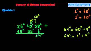 Suma en el Sistema Sexagesimal Ejercicio 1 [upl. by Yrrem472]