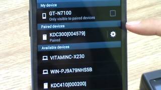 KDC300 Bluetooth barcode scanner and Samsung Galaxy Note 2 Tutorial [upl. by Elodea]