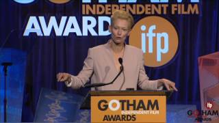 Tilda Swinton accepting a Gotham Tribute at the 2014 Gotham Independent Film Awards [upl. by Imoyn]