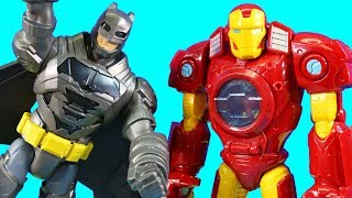 Batman Rescues Iron Man Mech Robot And Spiderman  Superhero Adventure [upl. by Mani]