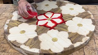 70YearOld Man Meticulous Skills Creates Beautiful Flower Petals On The Table  Wood Processing [upl. by Nnaynaffit606]