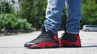 2017 AIR JORDAN 13 BRED OG REVIEW amp ON FEET [upl. by Elocon]