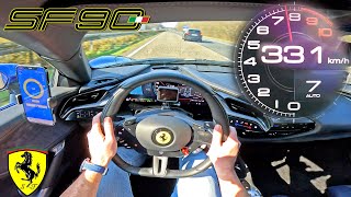 Ferrari SF90 Stradale  1000HP V8 Hybrid vs UNLIMITED Autobahn [upl. by Novy]