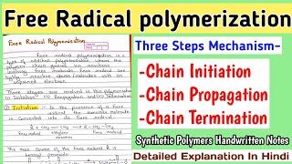 Free Radical Polymerization  Detailed Mechanism And Concept  Synthetic Polymerization Notes [upl. by Nonnel]