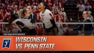 Wisconsin vs Penn State 2023 NCAA volleyball third round highlights [upl. by Alisun]