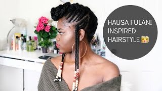 HAIR TUTORIAL  HAUSA FULANI INSPIRED HAIRSTYLE WITH BEADS [upl. by Linell]