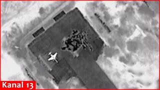 Russia shares footage of destruction of Ukrainian Su25 aircraft in airfield in Dnepropetrovsk [upl. by Halyak]